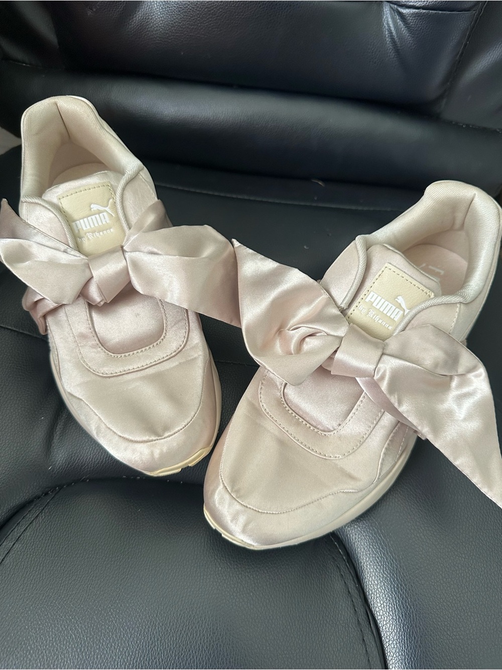 Puma Women's Satin Bow Sneakers in Blush Pink